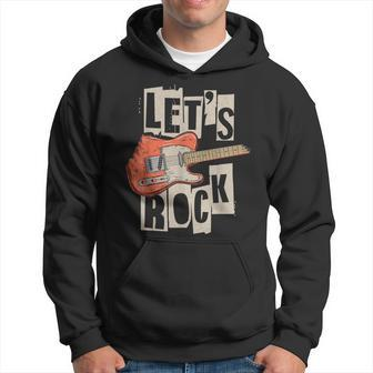 Let's Rock Electric Guitar Music Lover Band Guitarist Retro Hoodie - Seseable