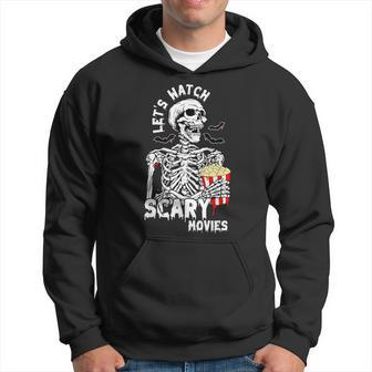 Let's Watch Scary Movies Skeleton Popcoin Halloween Costume Hoodie | Mazezy