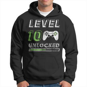 Level 10 Unlocked 10 Year Old Gamer Funny Birthday Hoodie | Mazezy
