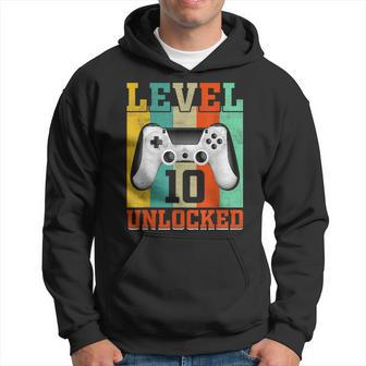 Level 10 Unlocked Birthday For Boys 10 Years Old Gamer Bday Hoodie - Seseable