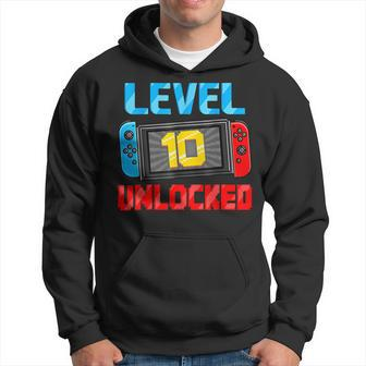 Level 10 Unlocked Gamer 10Th Birthday Gift Video Game Boys Hoodie - Thegiftio UK