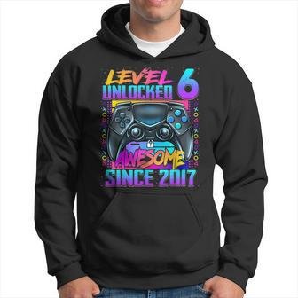 Level 6 Unlocked Awesome Since 2017 6Th Birthday Gaming Kids Hoodie - Seseable