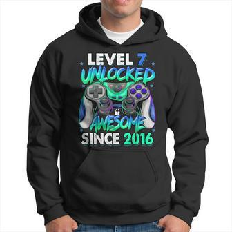 Level 7 Unlocked Awesome Since 2016 7Th Birthday Gaming Kids Hoodie - Seseable