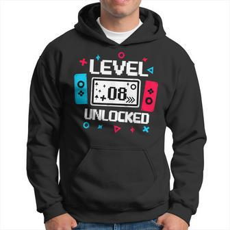 Level 8 Unlocked Gamer 8Th Birthday Video Game Lovers Hoodie - Monsterry