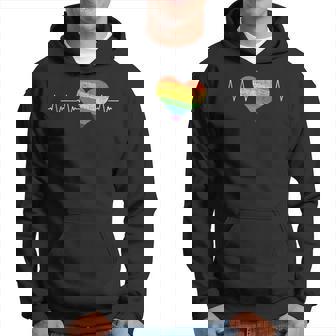 Lgbtq Heart Heartbeat - Love Gay Pride Heartshape Ekg Pulse Hoodie | Mazezy