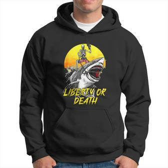 Liberty Or Death Vintage Skeleton Shark Patriotic Proud Hoodie - Seseable