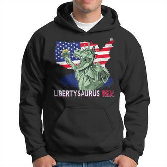 Libertysaurus T Rex American Flag Independence Day Merica Hoodie - Monsterry UK