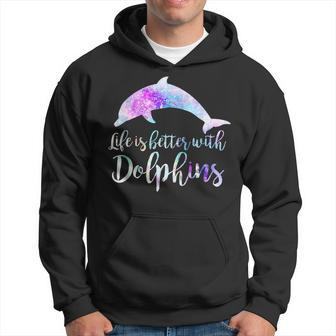 Life Is Better With Dolphins Vintage Dolphin Lover Graphic Hoodie | Mazezy