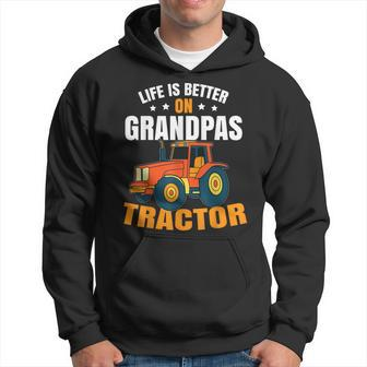 Life Is Better On Grandpas Tractor Kids Farm Tractor Boy Hoodie | Mazezy