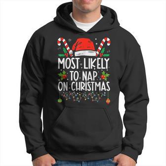 Most Likely To Take A Nap On Christmas Matching Pajamas Hoodie - Thegiftio UK