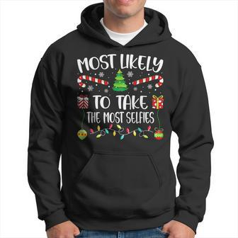Most Likely To Take The Most Selfies Christmas Tree Xmas Hoodie - Seseable