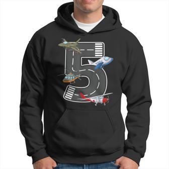 Little Pilot 5Th Birthday Party 5 Five Year Old Airplane Hoodie - Seseable