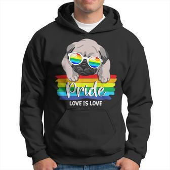 Love Is Love Lgbt Gay Pride Month Pug Dog Lover Lgbt Pride Hoodie | Mazezy