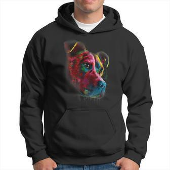 Lovely Pitbull Looking Into Your Eyes Colorful Splash Hoodie - Seseable
