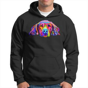 Lovely Weimaraner Waiting For You Rainbow Colors Hoodie - Seseable