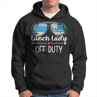 Lunch Lady Off Duty Sunglasses Palm Tree Beach Sunset Retro Hoodie - Thegiftio UK