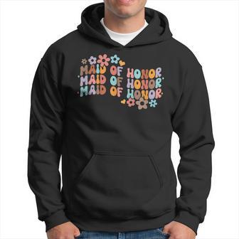 Maid Of Honor Bridesmaid Bridal Shower Groovy Bachelorette Hoodie - Thegiftio UK