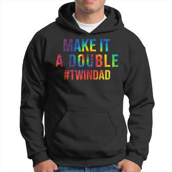 Make It A Double Twin Dad Expecting Twins Baby Announcement Hoodie | Mazezy