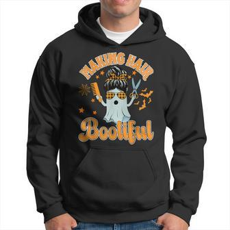Making Hair Bootiful Scary Ghost Hairdresser Halloween Hoodie | Mazezy