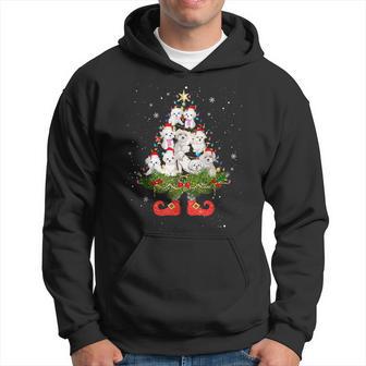 Maltese Christmas Tree Lights Cute Santa Hat Dog Lover Hoodie - Thegiftio UK