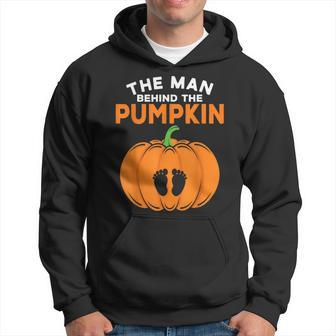 The Man Behind The Pumpkin Dad Halloween Pregnancy Reveal Hoodie - Thegiftio UK