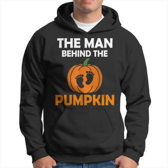 The Man Behind The Pumpkin Daddy Pregnancy Halloween Family Hoodie - Thegiftio UK