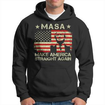 Masa Make America Straight Again Trump American Flag Hoodie | Mazezy