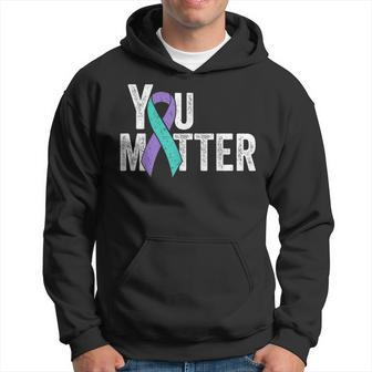 You Matter Suicide Prevention Teal Purple Awareness Ribbon Hoodie - Monsterry DE