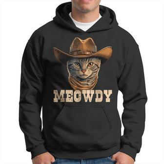 Meowdy Funny Country Cat Cowboy Hat Cat Howdy Hoodie - Seseable