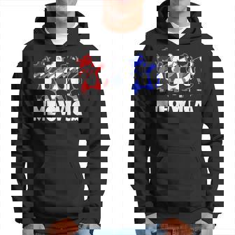 Meowica Funny Dabbing Cat Patriotic Red White And Blue Patriotic Funny Gifts Hoodie | Mazezy