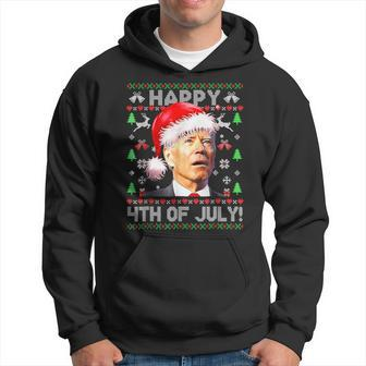 Merry Christmas Joe Biden Happy 4Th Of July Ugly Xmas Hoodie | Mazezy