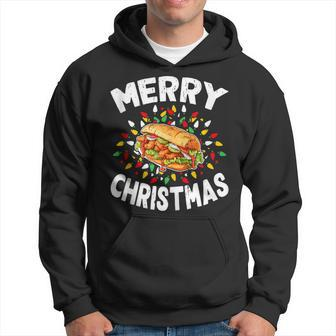 Merry Christmas Sweaters Food Lover Shrimp Po' Boy Xmas Hoodie | Mazezy