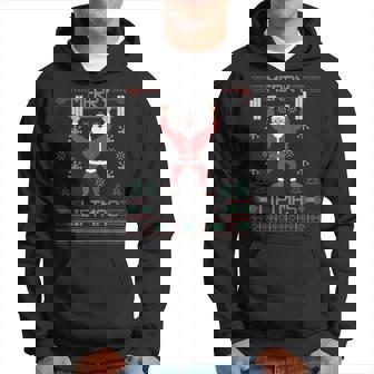 Merry Liftmas Ugly Christmas Sweater Santa Claus Gym Workout Hoodie | Mazezy