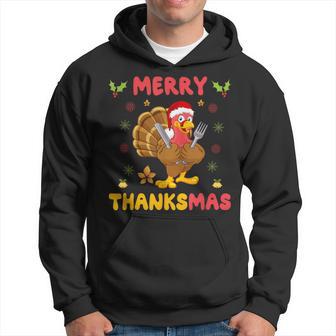 Merry Thanksmas Turkey Santa Christmas Thanksgiving Hoodie - Thegiftio UK