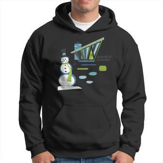 Mid Century Christmas House And Snowman Hoodie - Monsterry DE