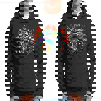 Monster Truck Flame Retro Monster Truck Birthday Boy Party Hoodie - Monsterry