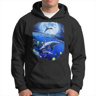 Moon Dolphin Space Dolphins Hoodie - Seseable