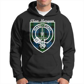 Morgan Surname Last Name Scottish Clan Tartan Badge Crest Funny Last Name Designs Funny Gifts Hoodie | Mazezy