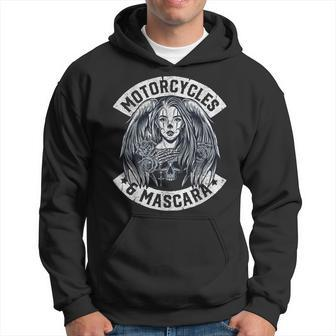 Motorcycles And Mascara Cute Motorcycle Chick Biker Girl Hoodie | Mazezy