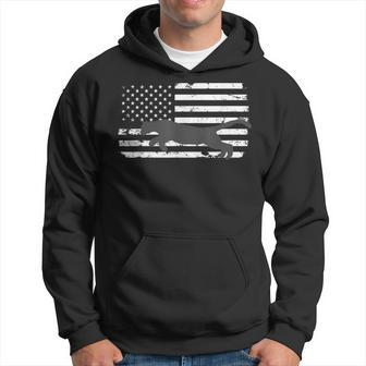 Mountain Lion Silhouette Distressed American Flag Hoodie | Mazezy