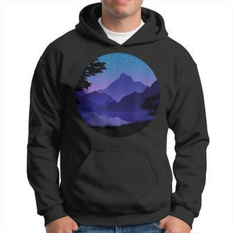 Mountain Silhouette Forest Lake Reflection Hoodie | Mazezy