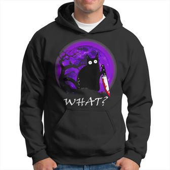 What Murderous Cat Holding Knife Halloween Costume Hoodie | Mazezy