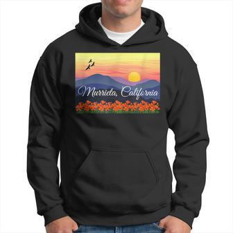 Murrieta Calfornia With Poppies And Sunset Over Mountains Hoodie | Mazezy