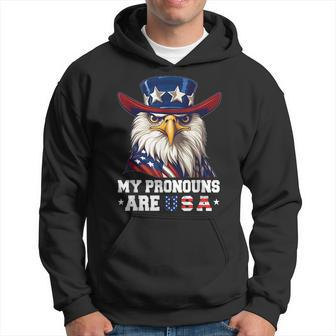 My Pronouns Are Usa Funny Eagle 4Th Of July American Gift For Mens Hoodie | Mazezy