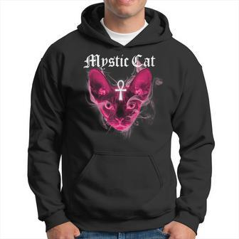 Mystic Kitty Red Smoke Scary Creepy Hoodie | Mazezy