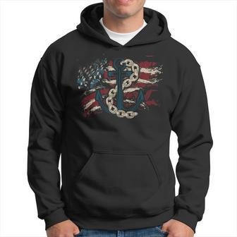 Nautical Blue Anchor American Flag Sailor Boat Captain Hoodie | Mazezy