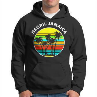 Negril Jamaica Palm Trees Silhouette Sunset Jamaica Hoodie | Mazezy