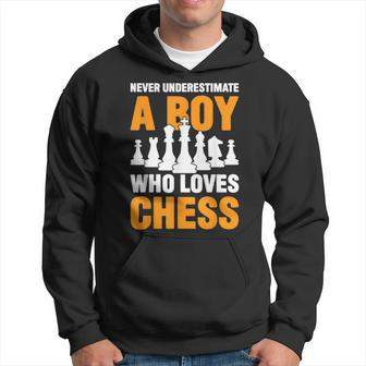 Never Underestimate A Boy Who Loves Chess Hoodie - Seseable