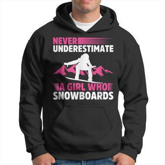 Never Underestimate A Girl Snowboard Snowboarder Wintersport Hoodie | Mazezy