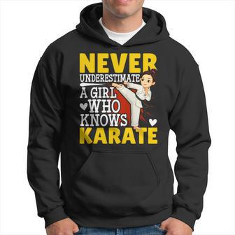 Never Underestimate A Girl Who Knows Karate Funny Karate Hoodie - Seseable